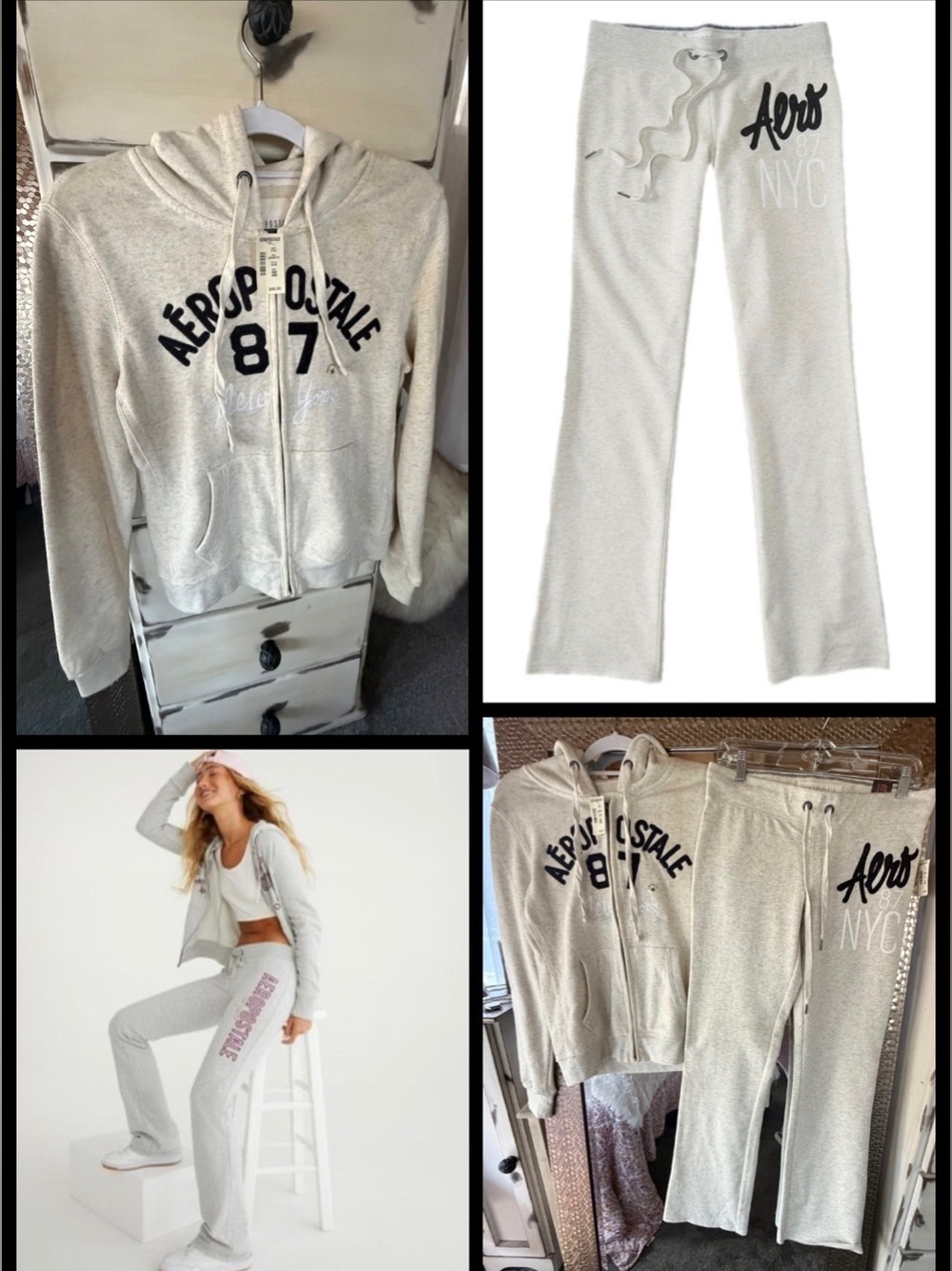 NWT Aeropostale 1987 NY  Fit & Flare Sweatpants + Zip Up Set